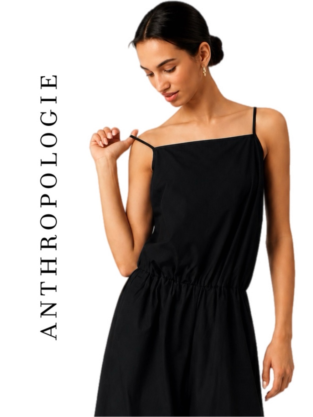 Anthropologie Cotton Bubble-Hem Twofer Jumpsuit